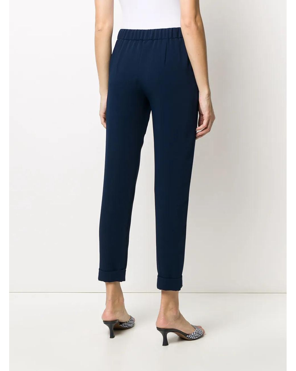 P.A.R.O.S.H. Blue Elasticated Slim-Fit Trousers