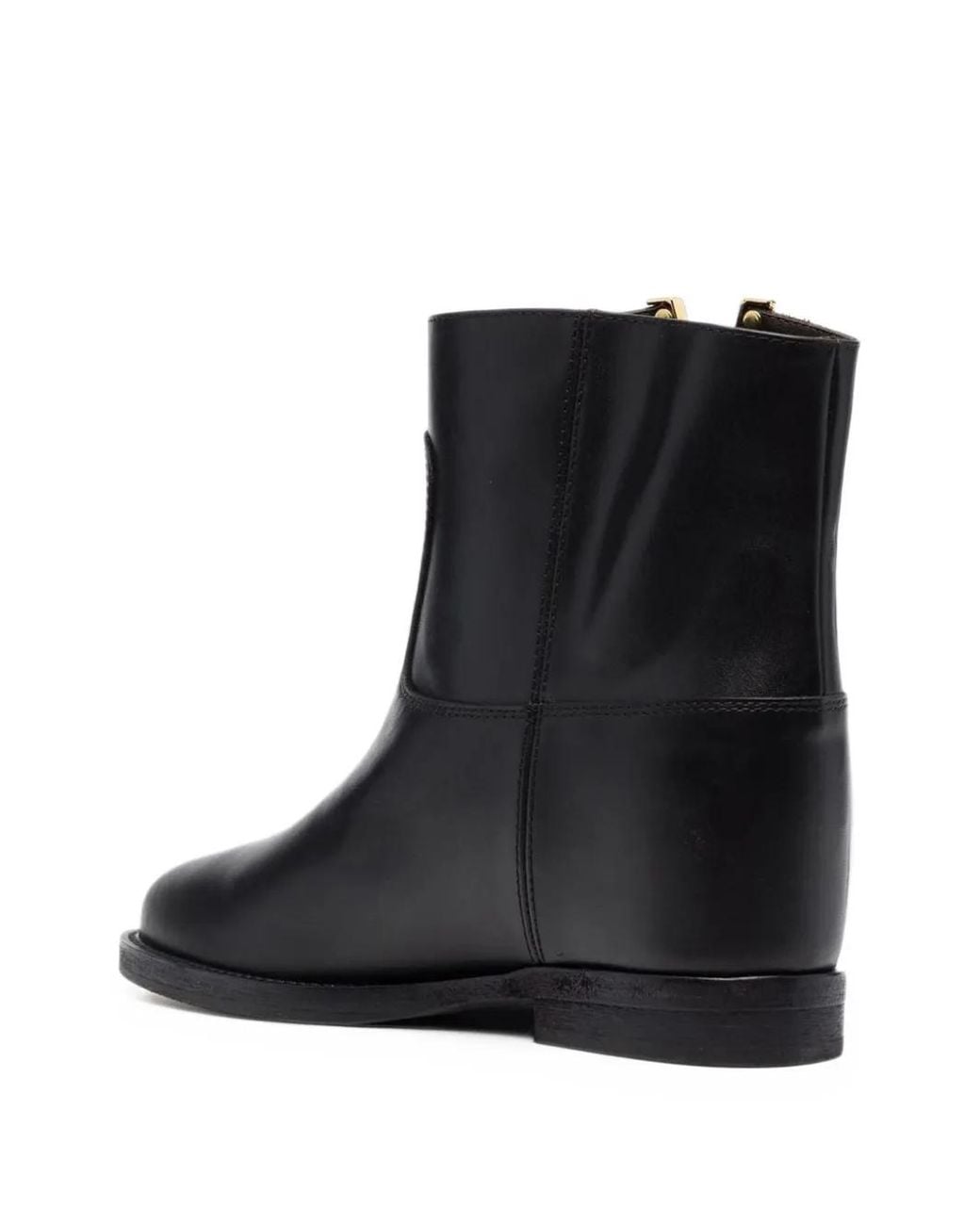 Via Roma 15 Black Logo-Plaque Almond-Toe Ankle Boots