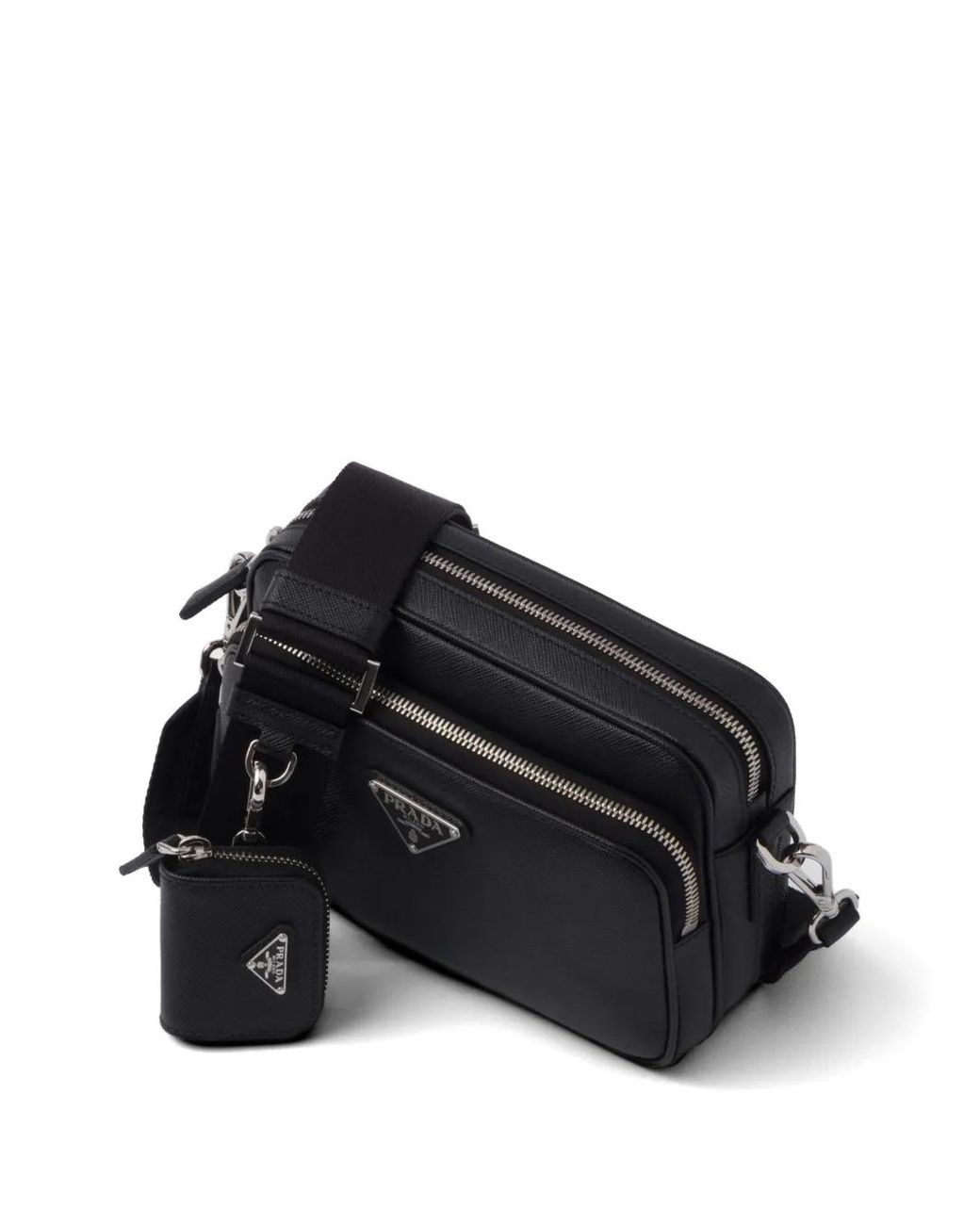 Borsa A Spalla Con Zip E Logo di Prada in Black da Uomo