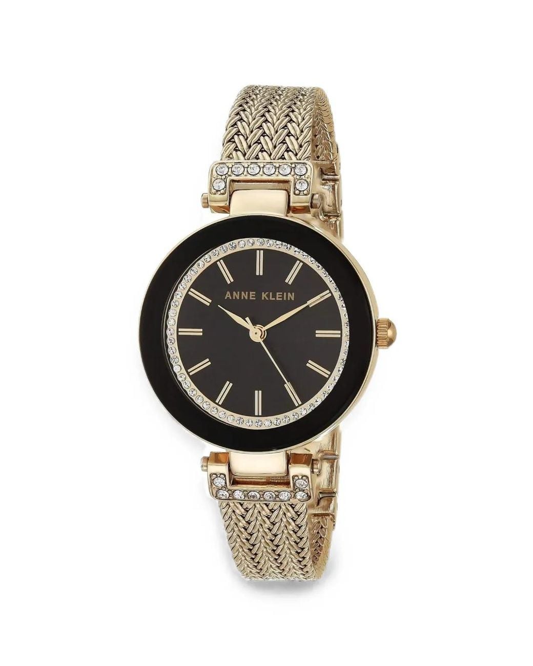 Anne Klein Metallic Crystal-Accented Mesh 30Mm Watch