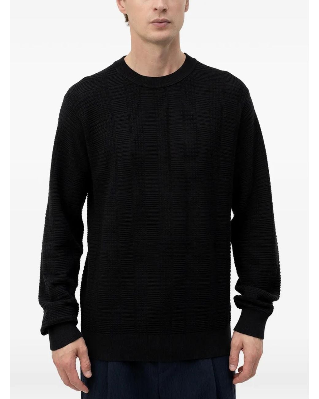 HUGO Pullover Mit Waffelstrick-Muster in Black für Herren