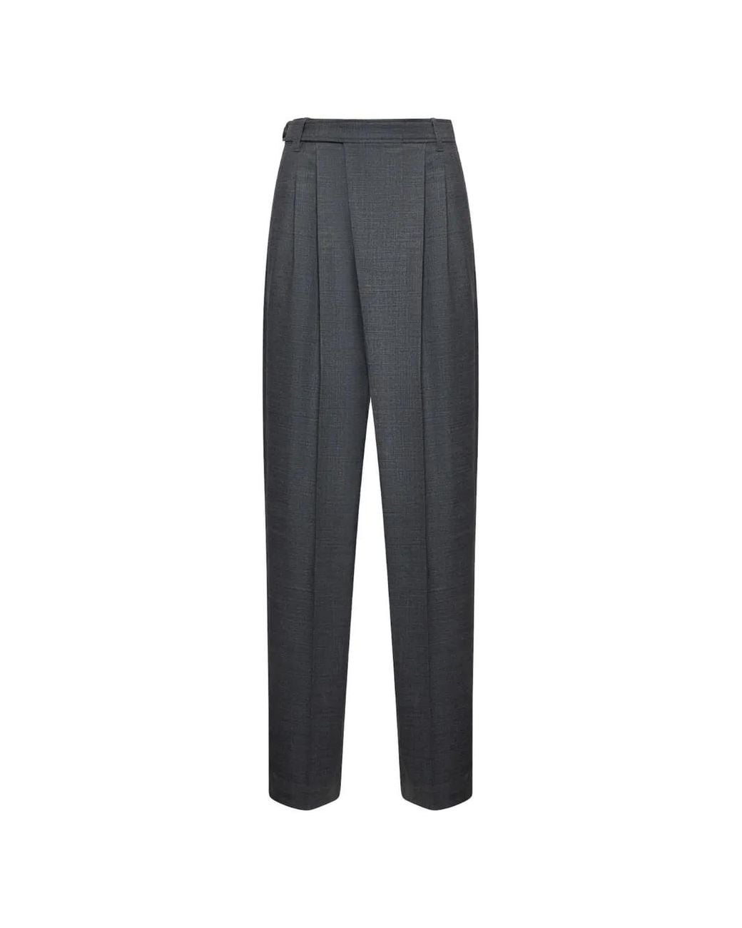 Brunello Cucinelli Gray Pleated Tailored Trousers