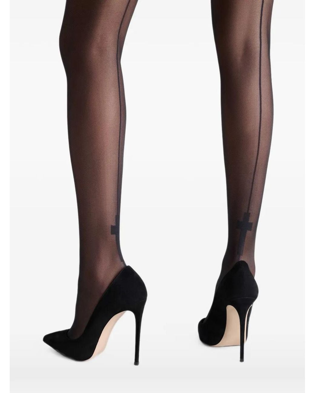 Scandale Gray 20D Jacquard-Cross Seamed Stockings