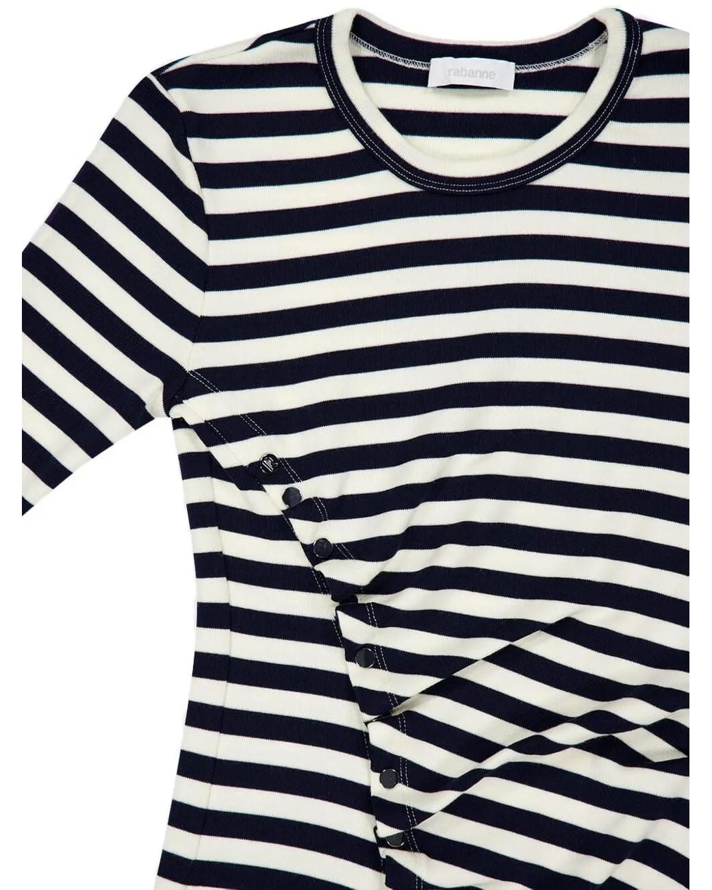 Rabanne Blue Striped Button-Detail Top