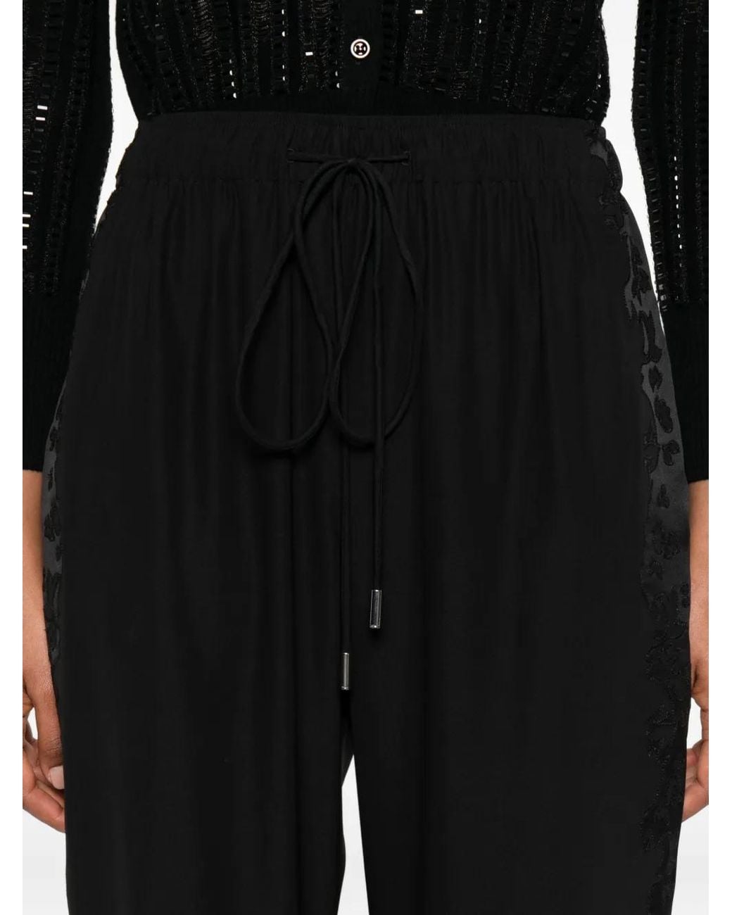 Ermanno Scervino Black Lace-Insert Drawstring Trousers