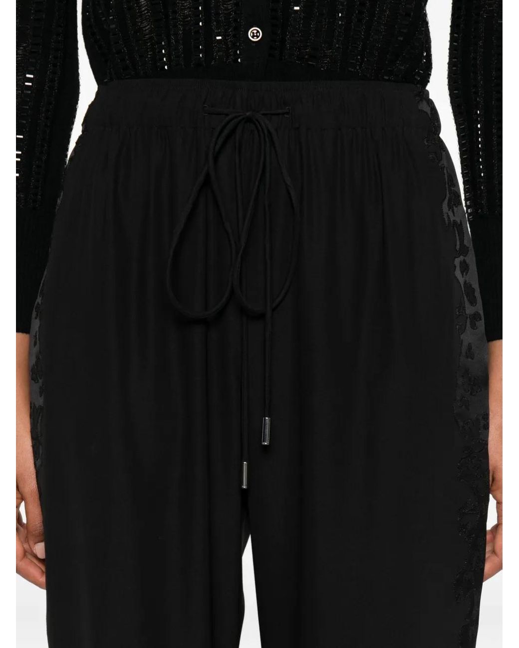 Ermanno Scervino Black Lace-Insert Drawstring Trousers