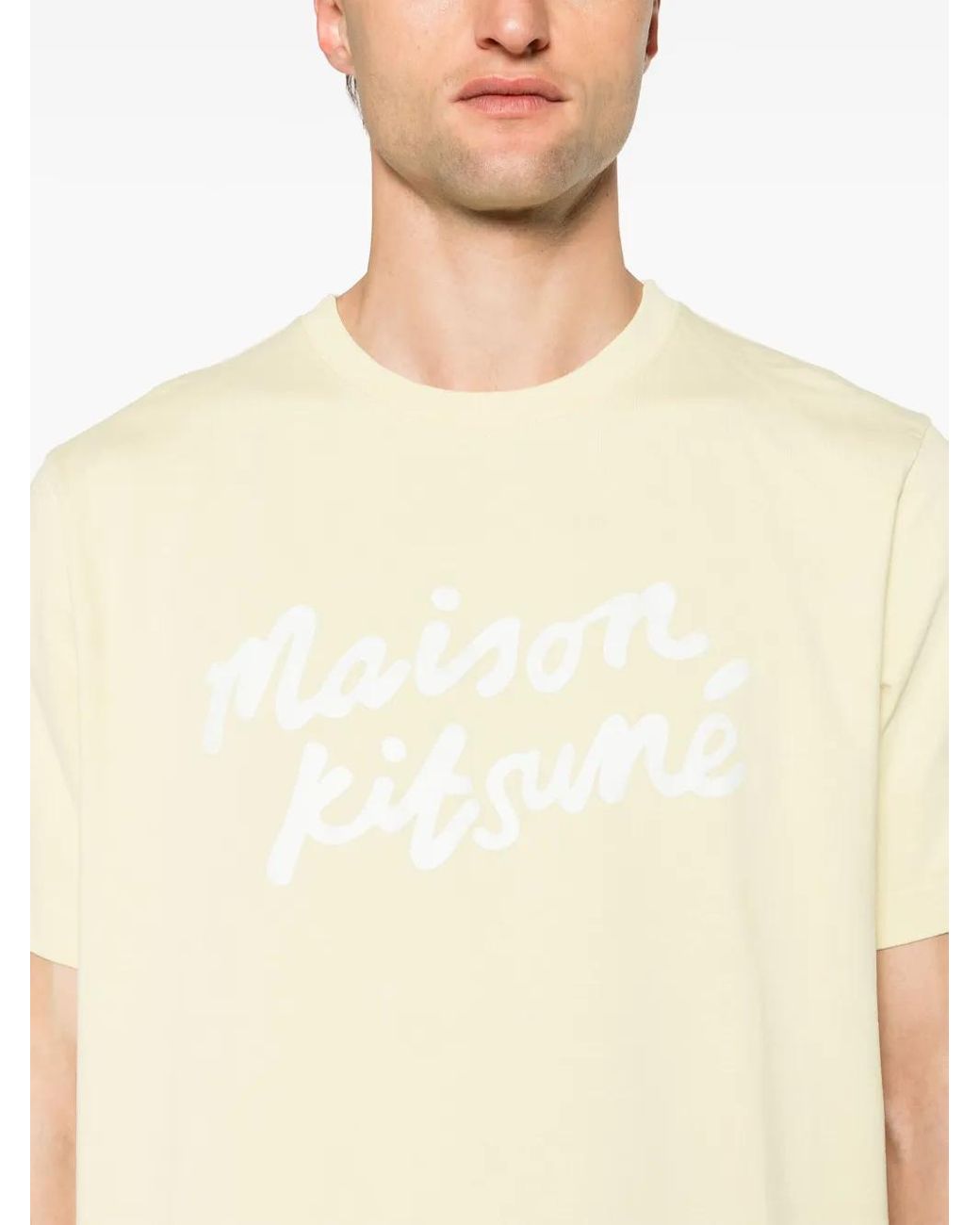 Maison Kitsuné Natural Handwriting-Print Cotton T-Shirt for men