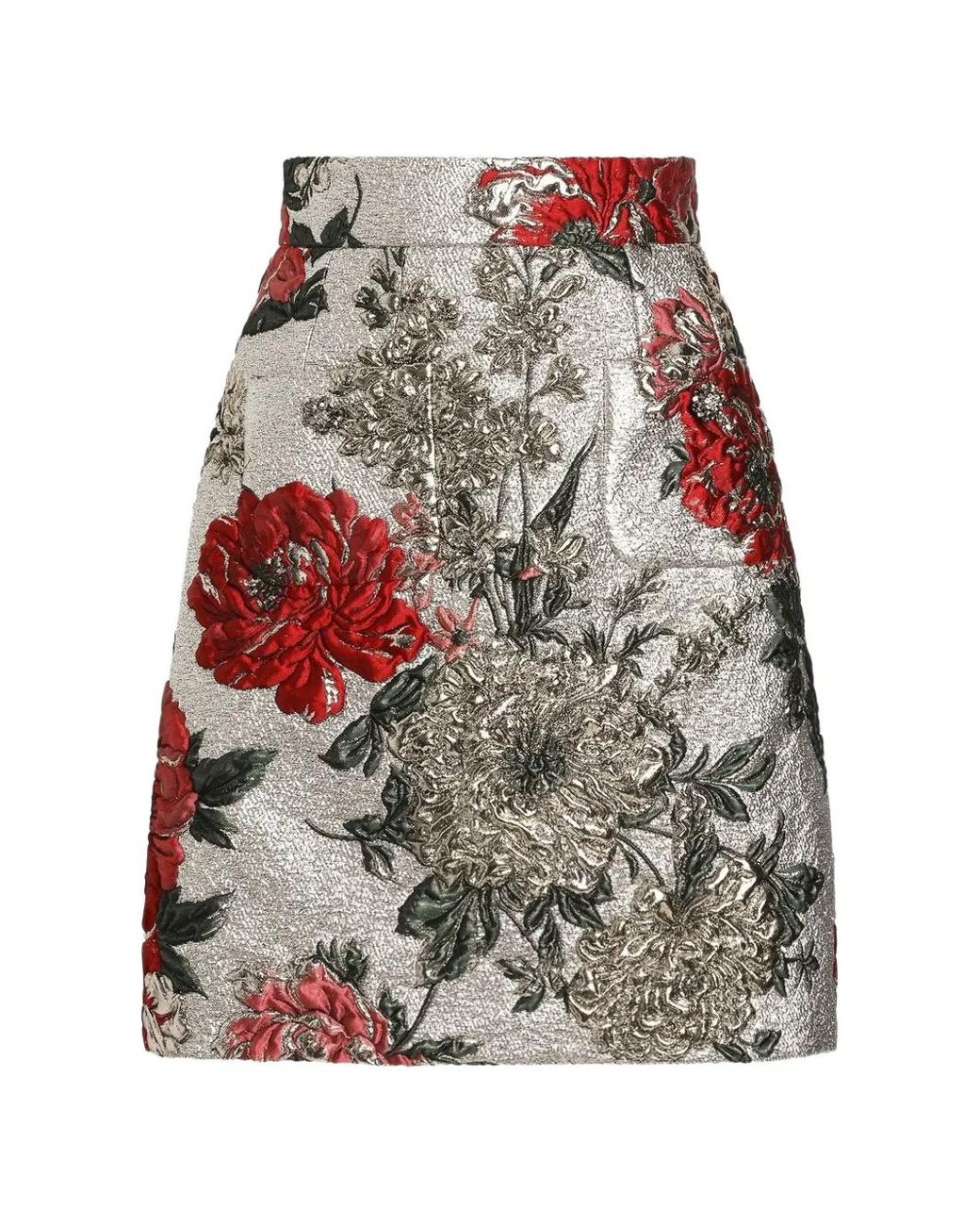 Dolce & Gabbana Gray Dolce & Gabbana Floral Print Skirt