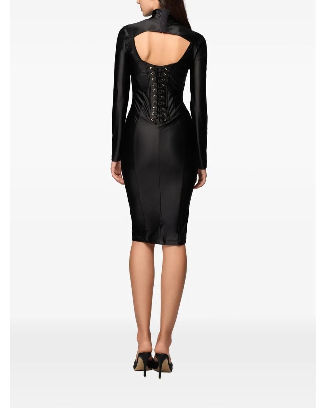 Murmur Black Cast Long-Sleeve Midi Dress