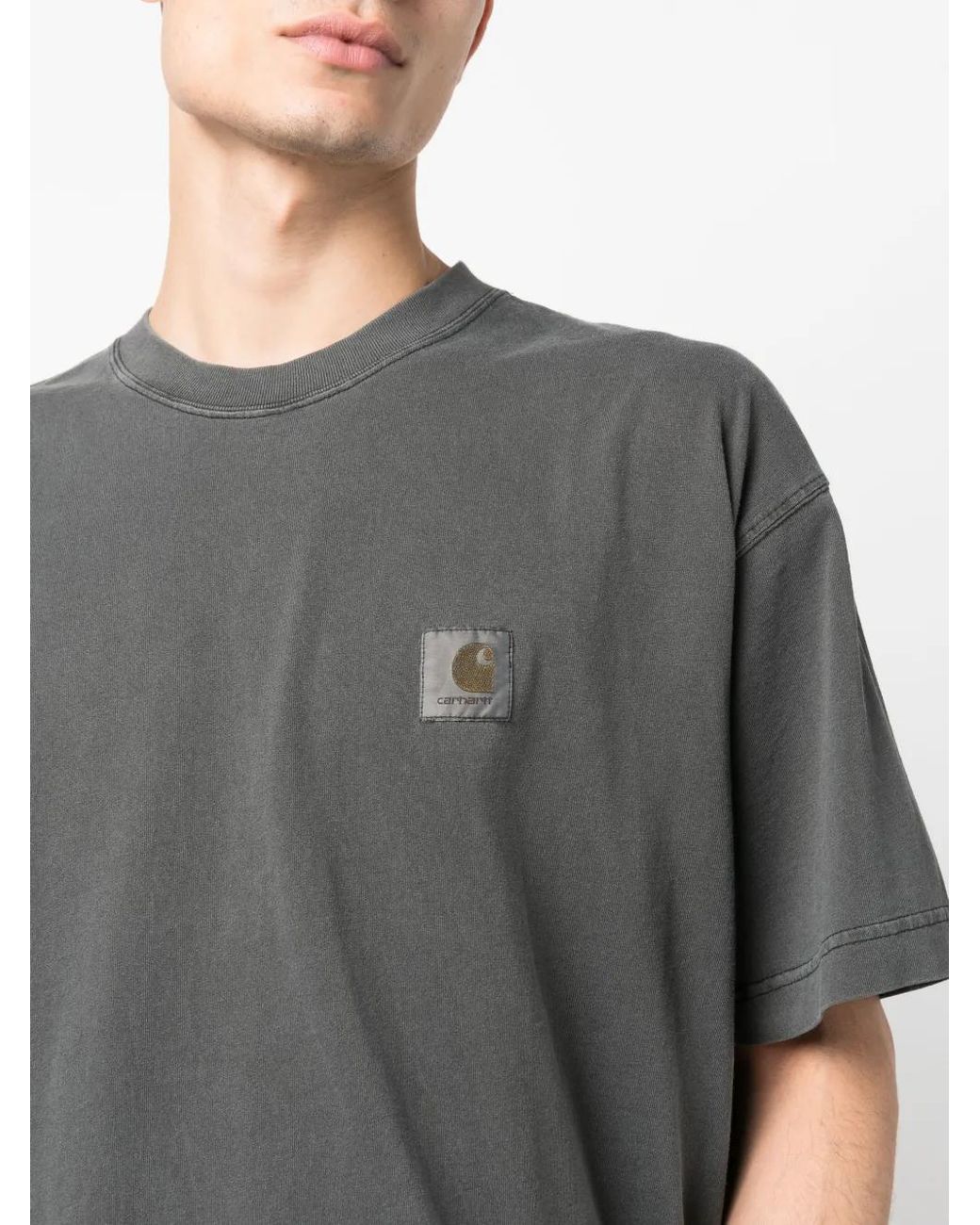 Carhartt Gray Logo Cotton T-Shirt for men