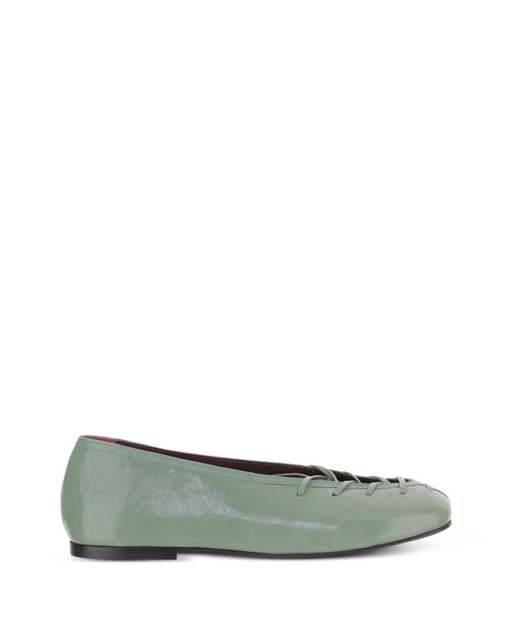 Alohas Green Leather Flat Pumps