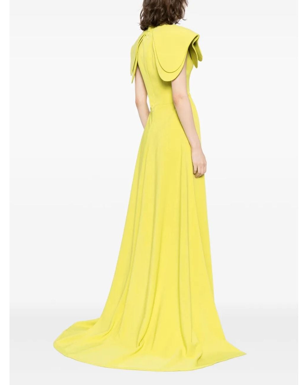 Saiid Kobeisy Yellow Crepe Jumpsuit With Back Overskirt