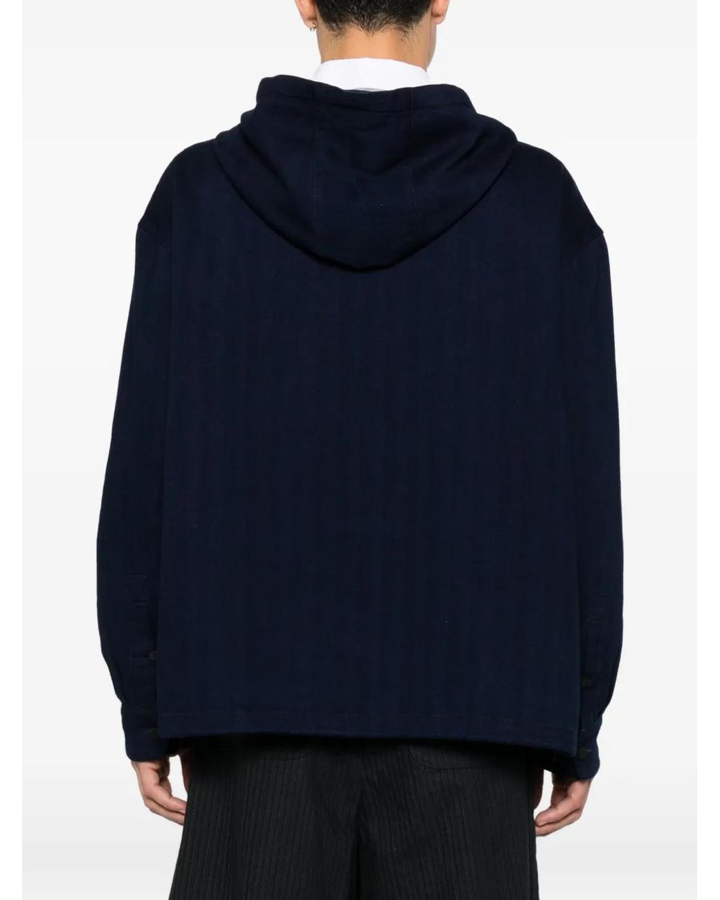 Jacquemus Blue Hooded Denim Shirt Jacket for men