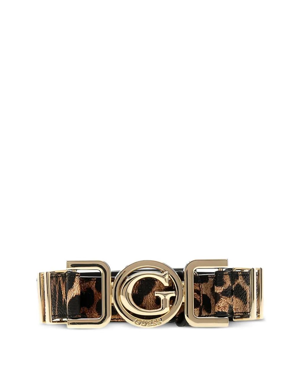 Guess White Cirene Leopard-Print Belt