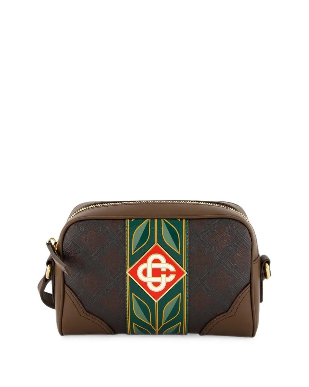 Casablanca White Monogram-Print Logo-Plaque Crossbody Bag for men