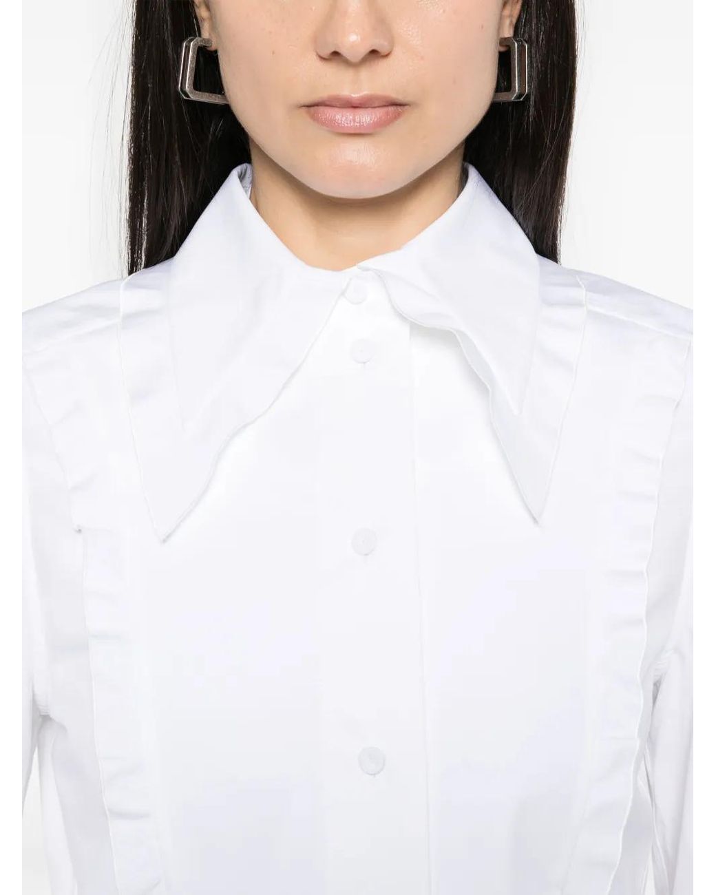 Jil Sander White Ruffle-Trim Shirt