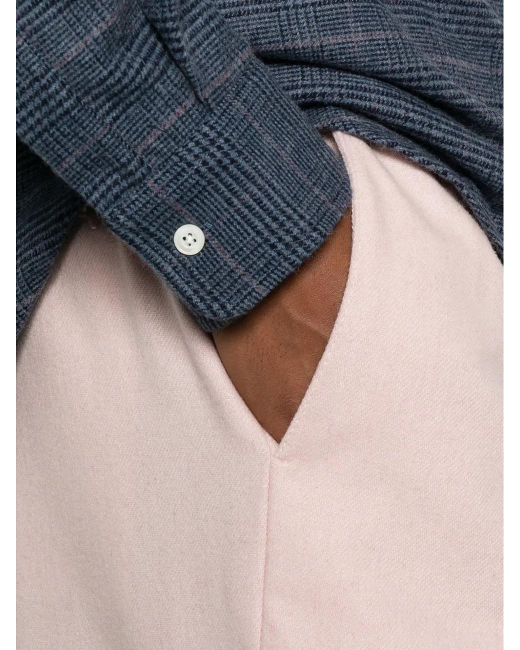 Cellar Door Pink Elasticated-Waistband Wool Trousers for men