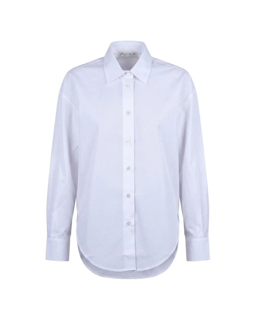 Phisique Du Role Blue Drop-Shoulder Curved-Hem Shirt