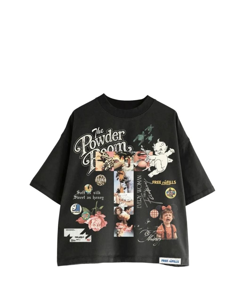 Free Refills Black The Powder Room Graphic-Print T-Shirt for men
