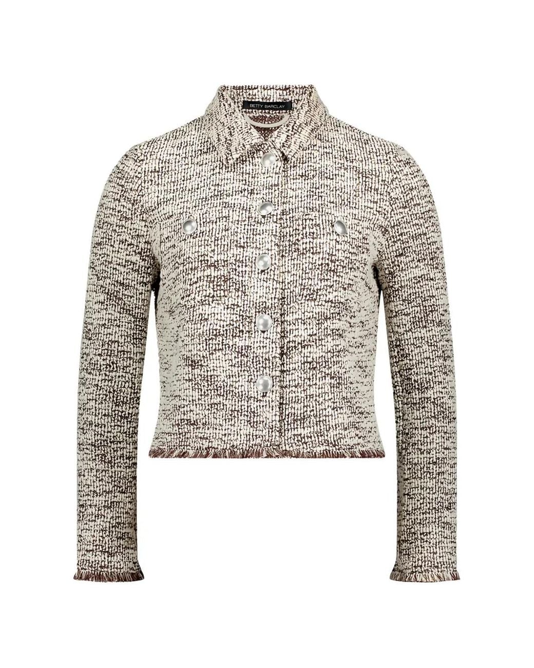 Betty Barclay White Bouclé Frayed Jacket