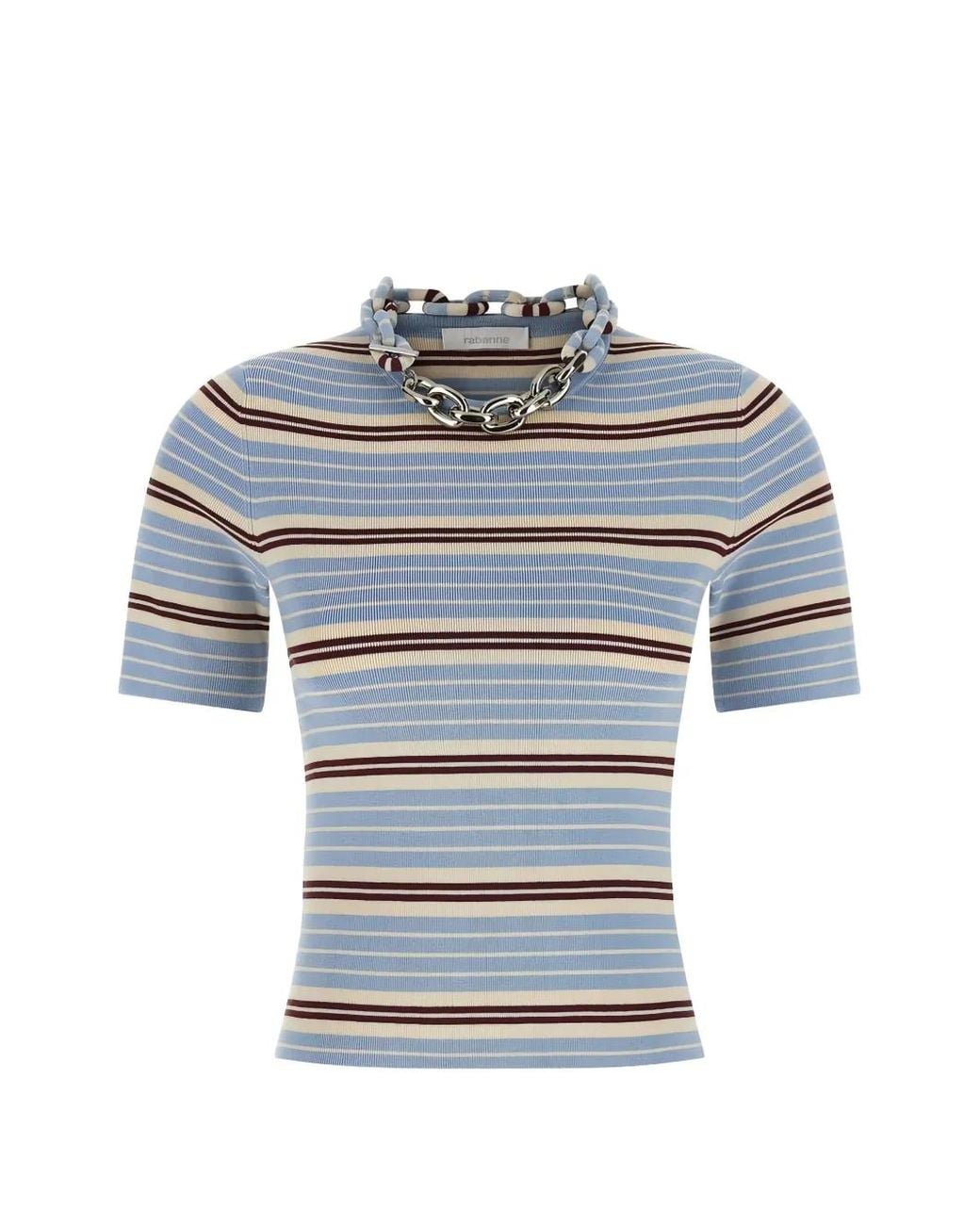 Rabanne Blue Chain Striped Knitwear