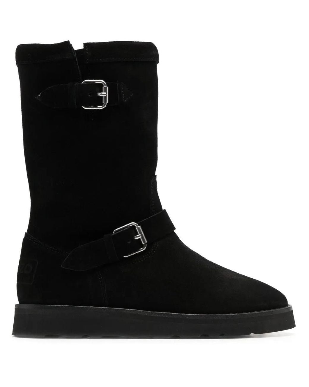 KENZO Black Buckle-Detail Suede Boots