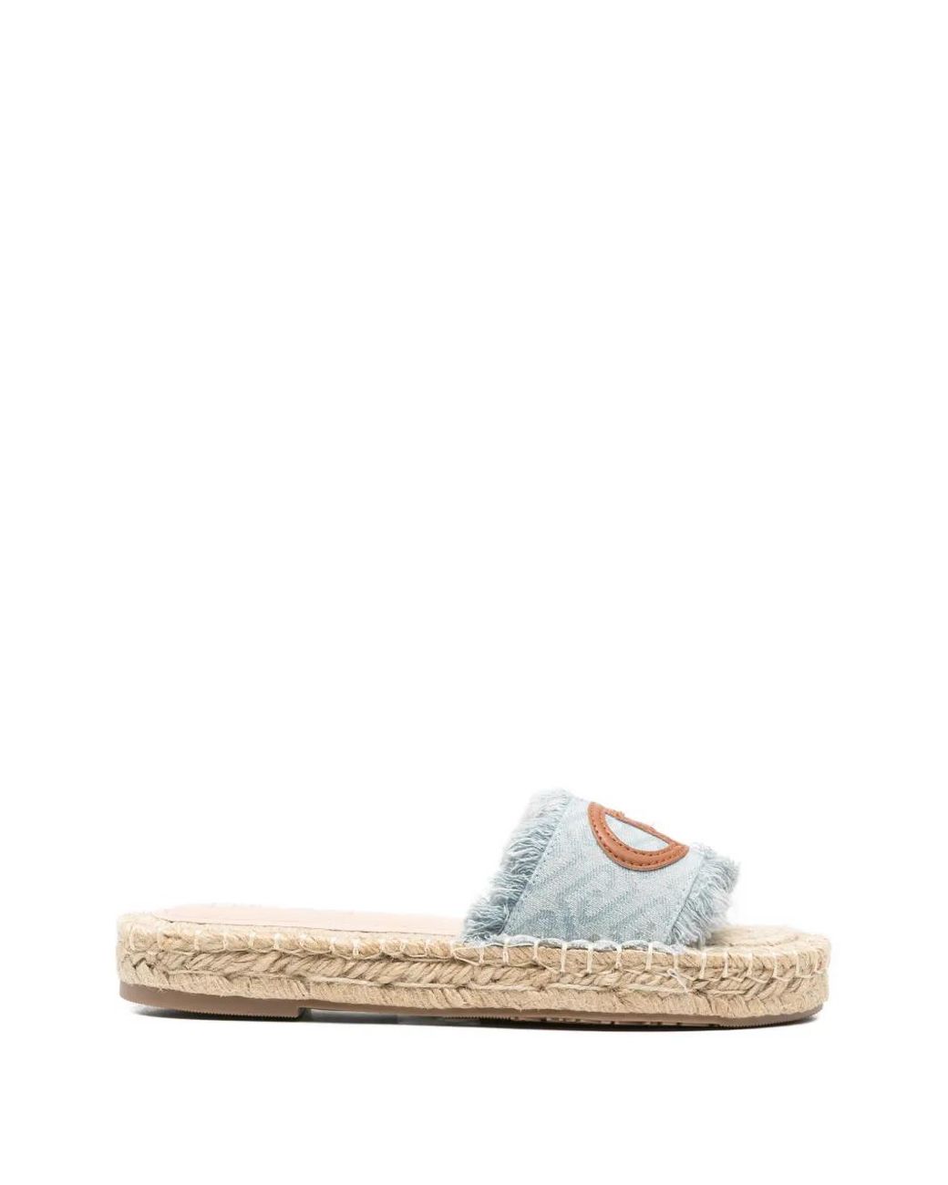 Liu Jo White Logo-Patch Frayed Flat Espadrilles