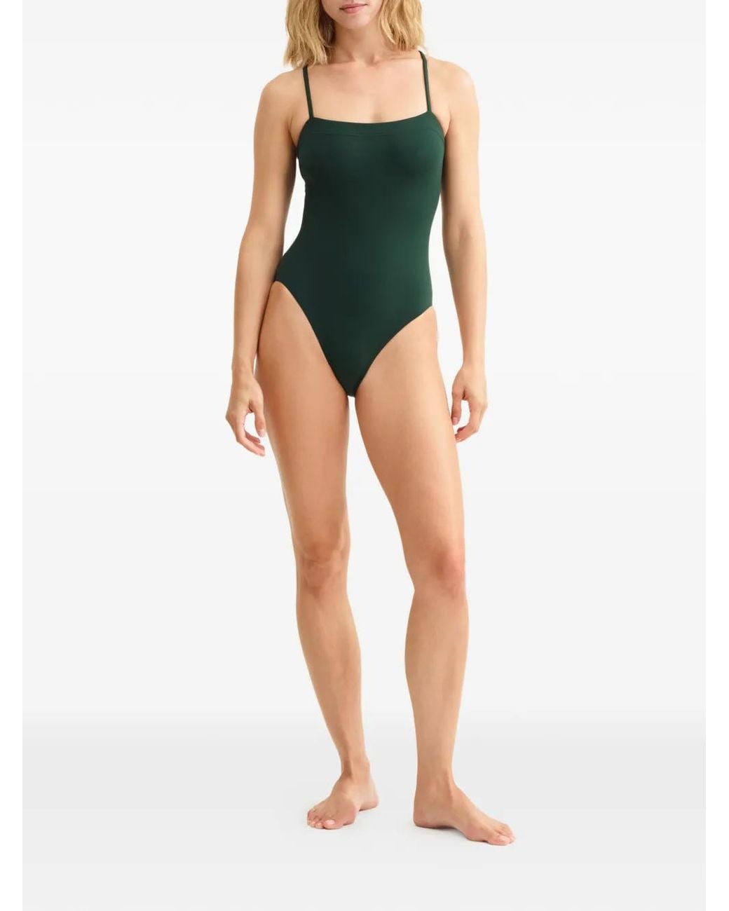 Eres Green Aquarelle Square-Neck Swimsuit