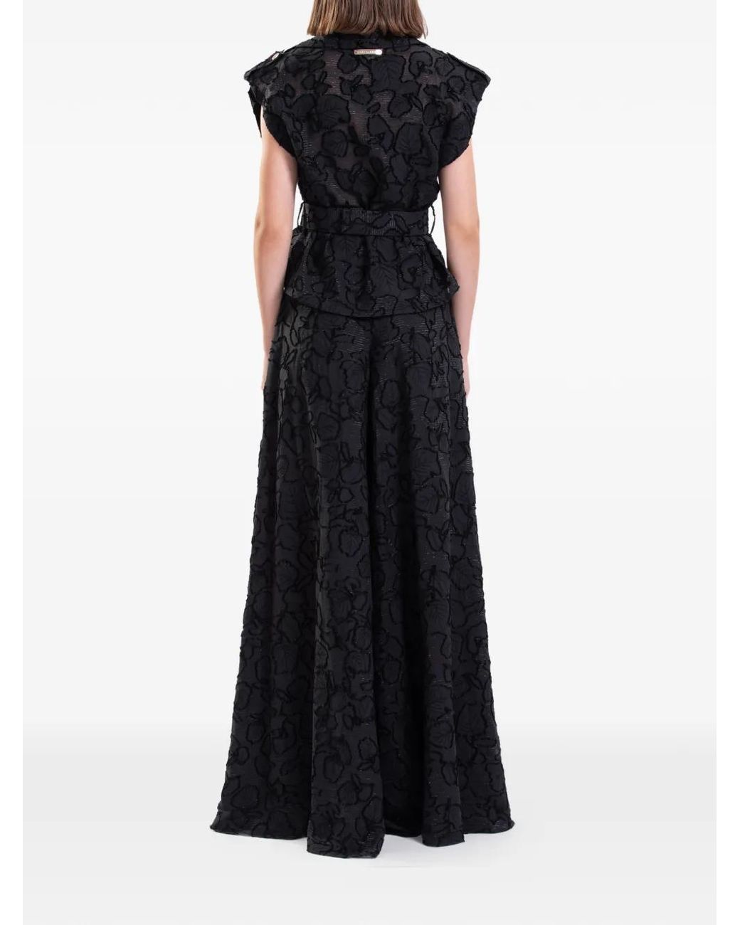 Saiid Kobeisy Black Textured Blouse And Trousers Set