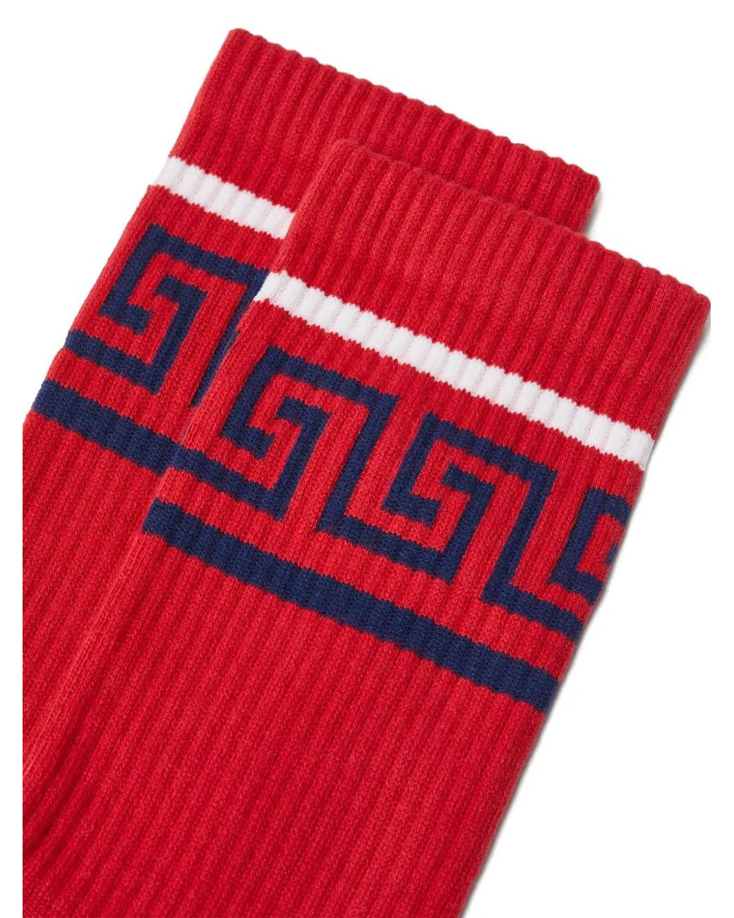 Versace Red Cotton Ribbed Socks for men