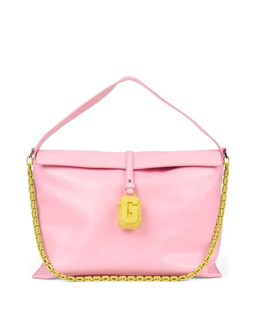 Gcds Pink Mega Comma Logo-Plaque Chain-Link Shoulder Bag