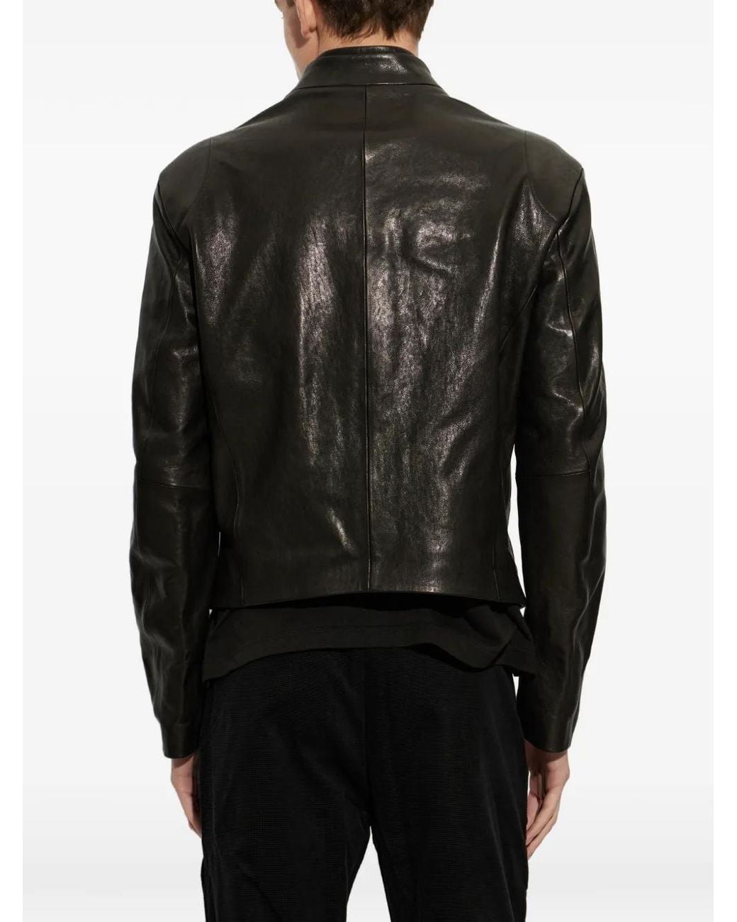 Post Archive Faction PAF Black Rider Stand-Collar Leather Jacket for men