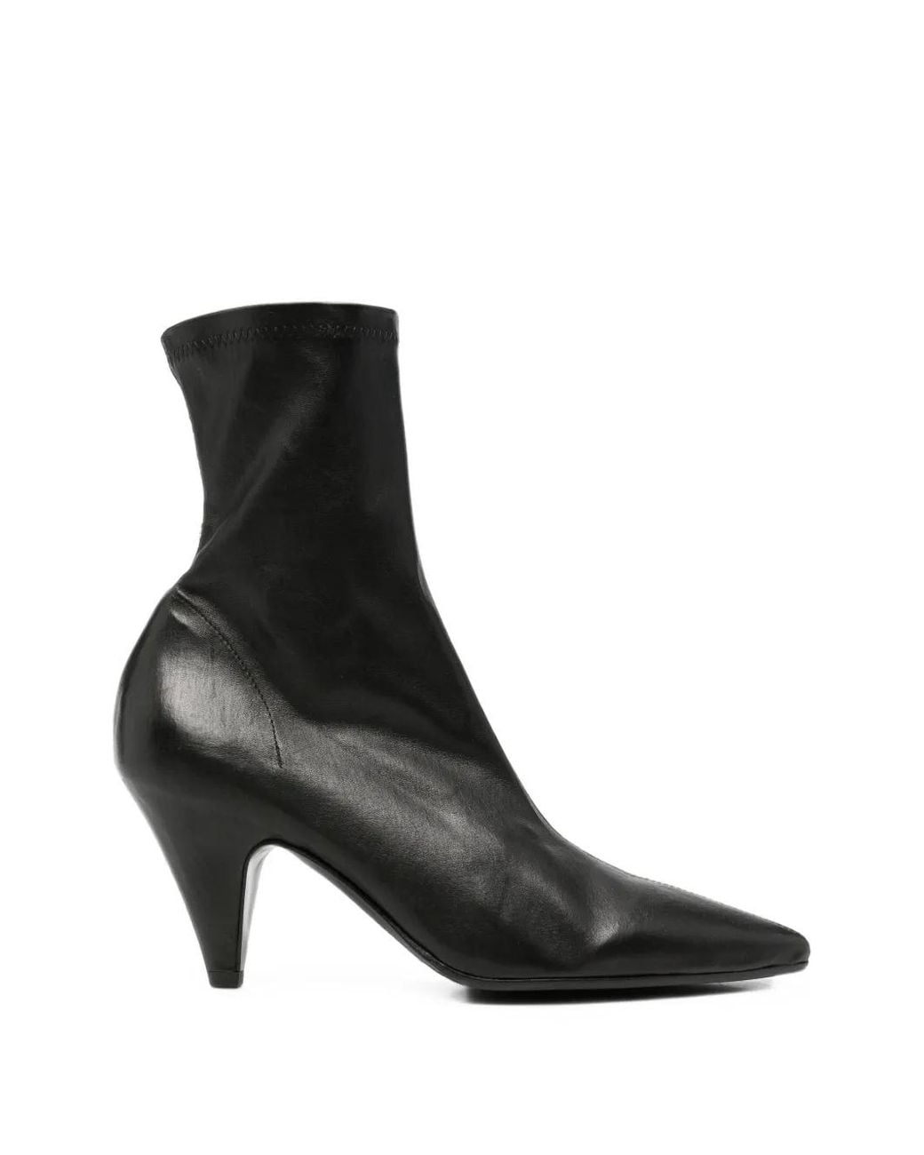 Roberto Del Carlo Black Pointed-Toe Cone-Heel Ankle Boots