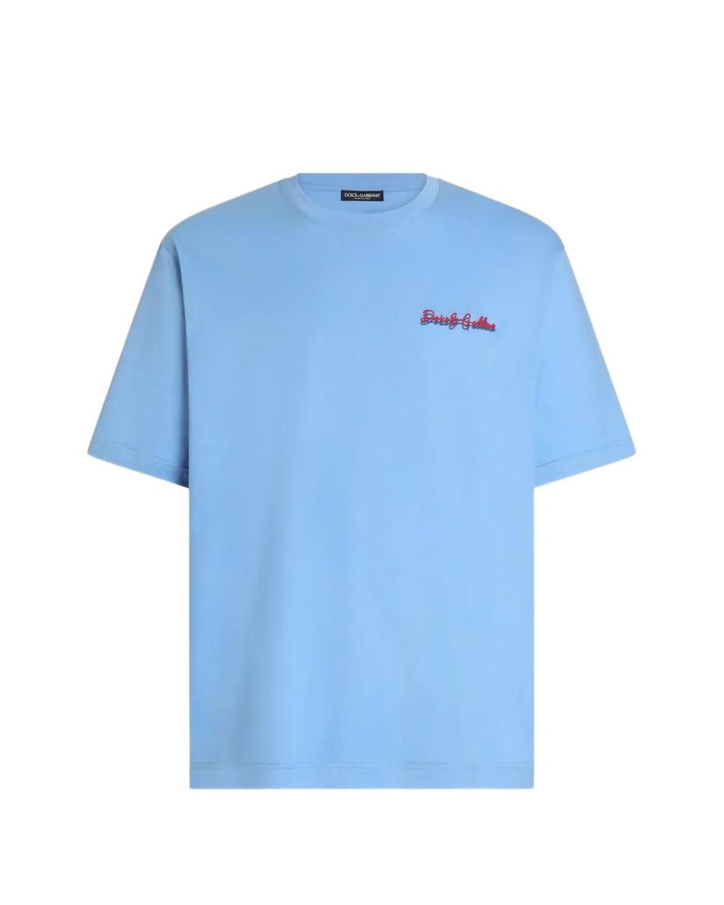 Dolce & Gabbana Blue Cotton T-Shirt With Logo for men