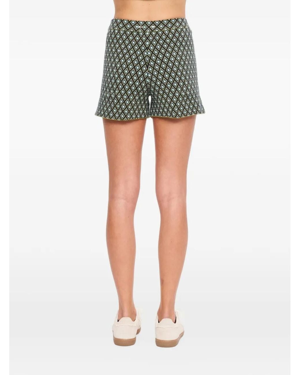 The Upside Green Viva Jaya Geometric-Knit Shorts