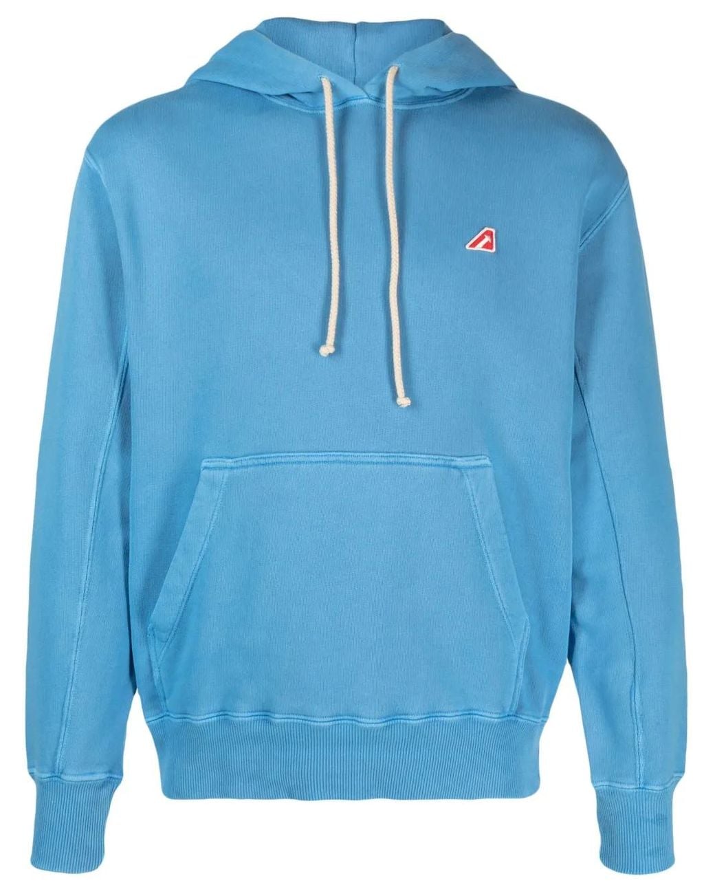 Autry Blue Logo-Patch Cotton Drawstring Hoodie for men