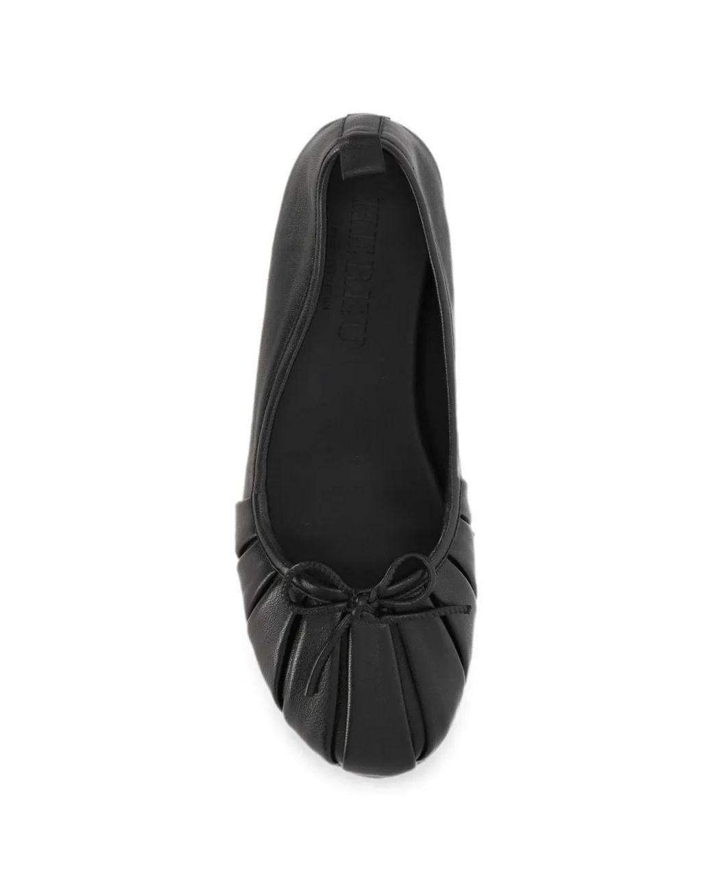 Hereu Black Pleated Bow-Detail Ballet Flats