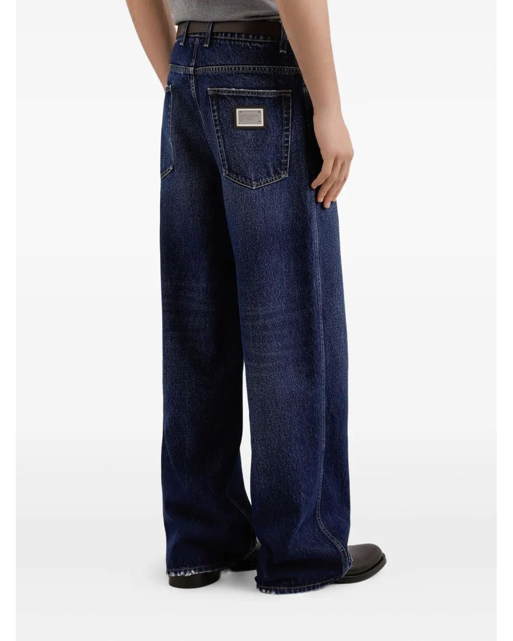 Dolce & Gabbana Blue Five-Pocket Logo-Plaque Jeans for men