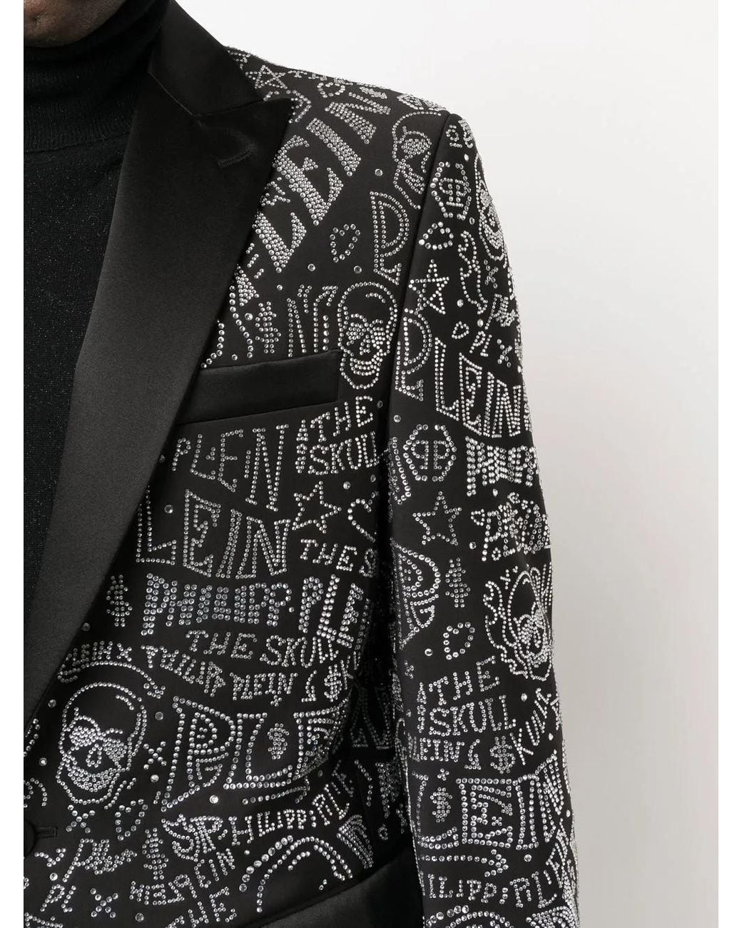 Philipp Plein Black Velvet Blazer Lord Fit Skull And Plein With Crystals for men