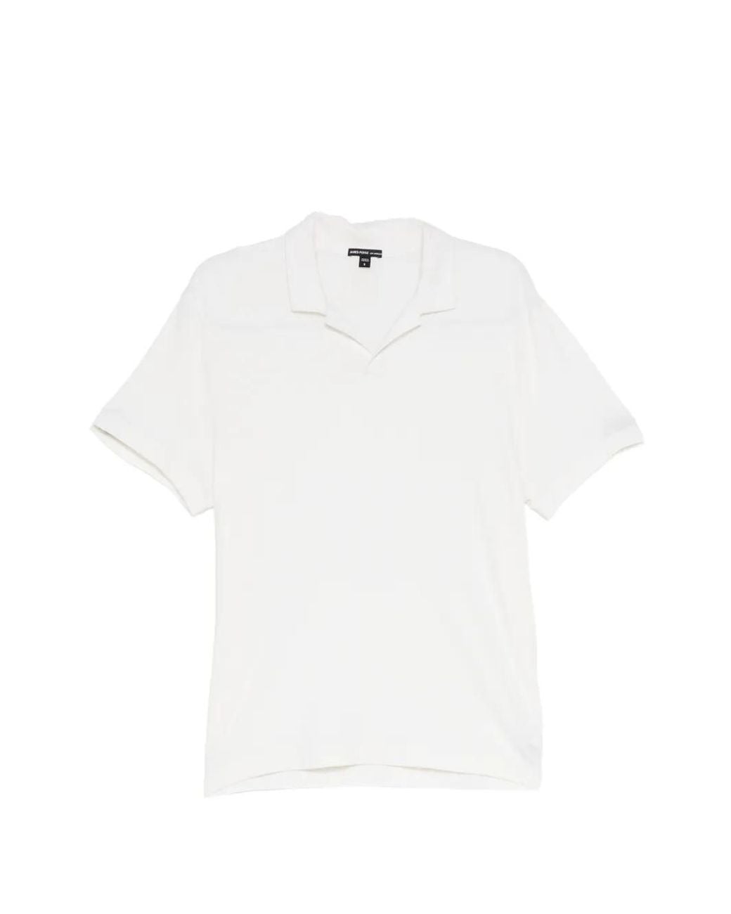 James Perse White Open-Collar Short-Sleeve Polo for men