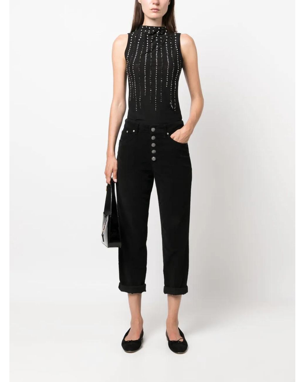 Dondup Black Koons Button-Fly Cropped Trousers