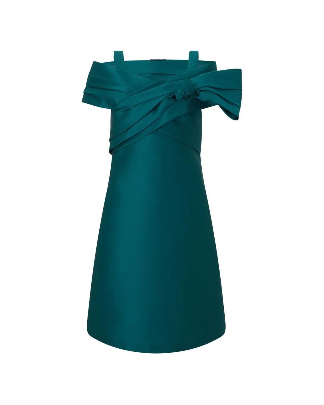 Alberta Ferretti Green Bow-Detail Trapeze Mini Dress