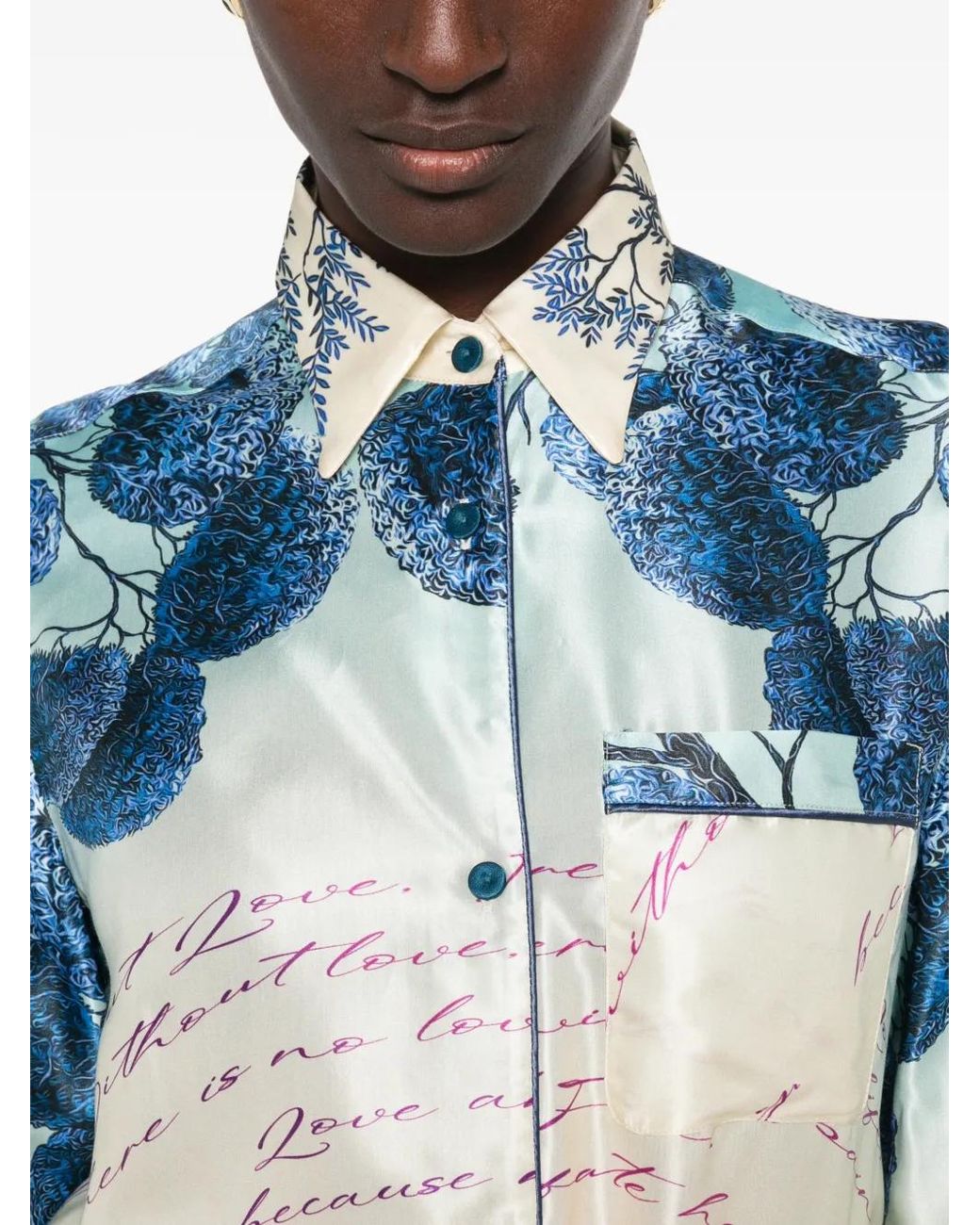 F.R.S For Restless Sleepers Blue Graphic-Print Button-Down Shirt