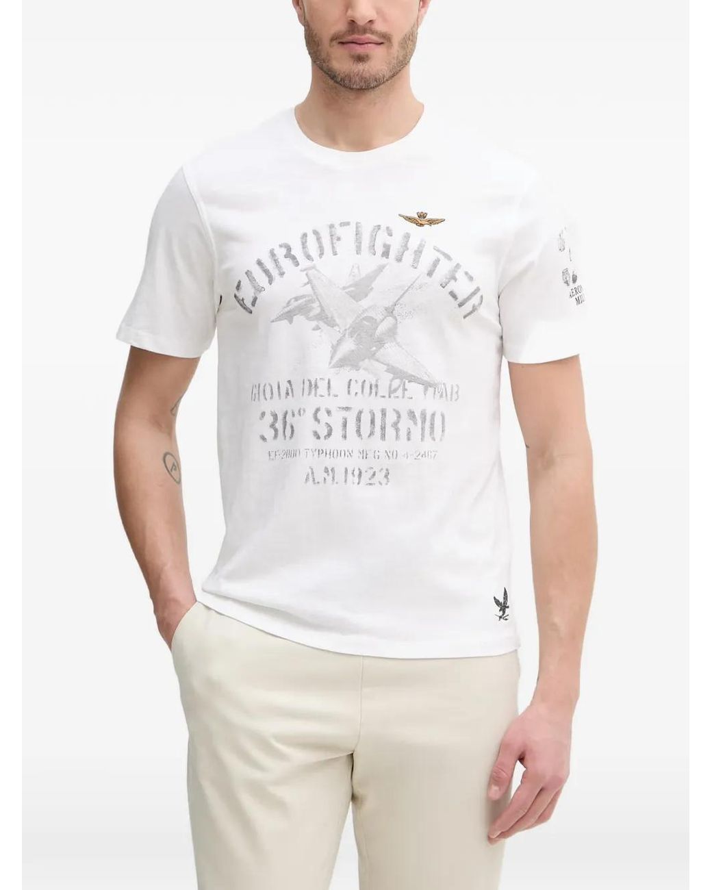 Aeronautica Militare White Graphic-Print T-Shirt for men