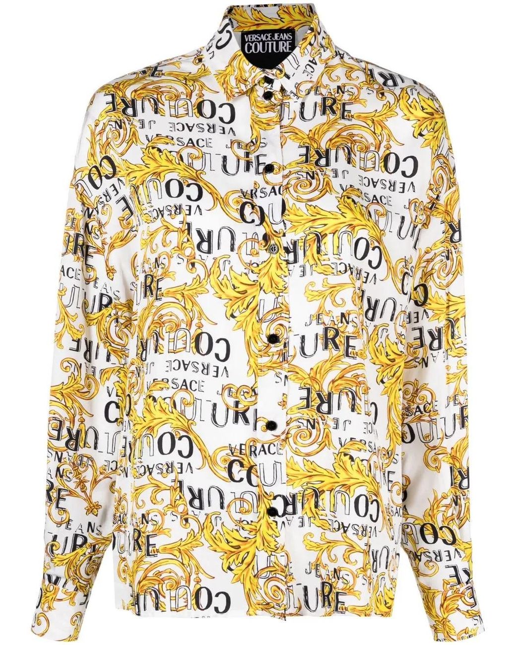 Versace Jeans Couture Metallic Baroque Logo-Print Shirt