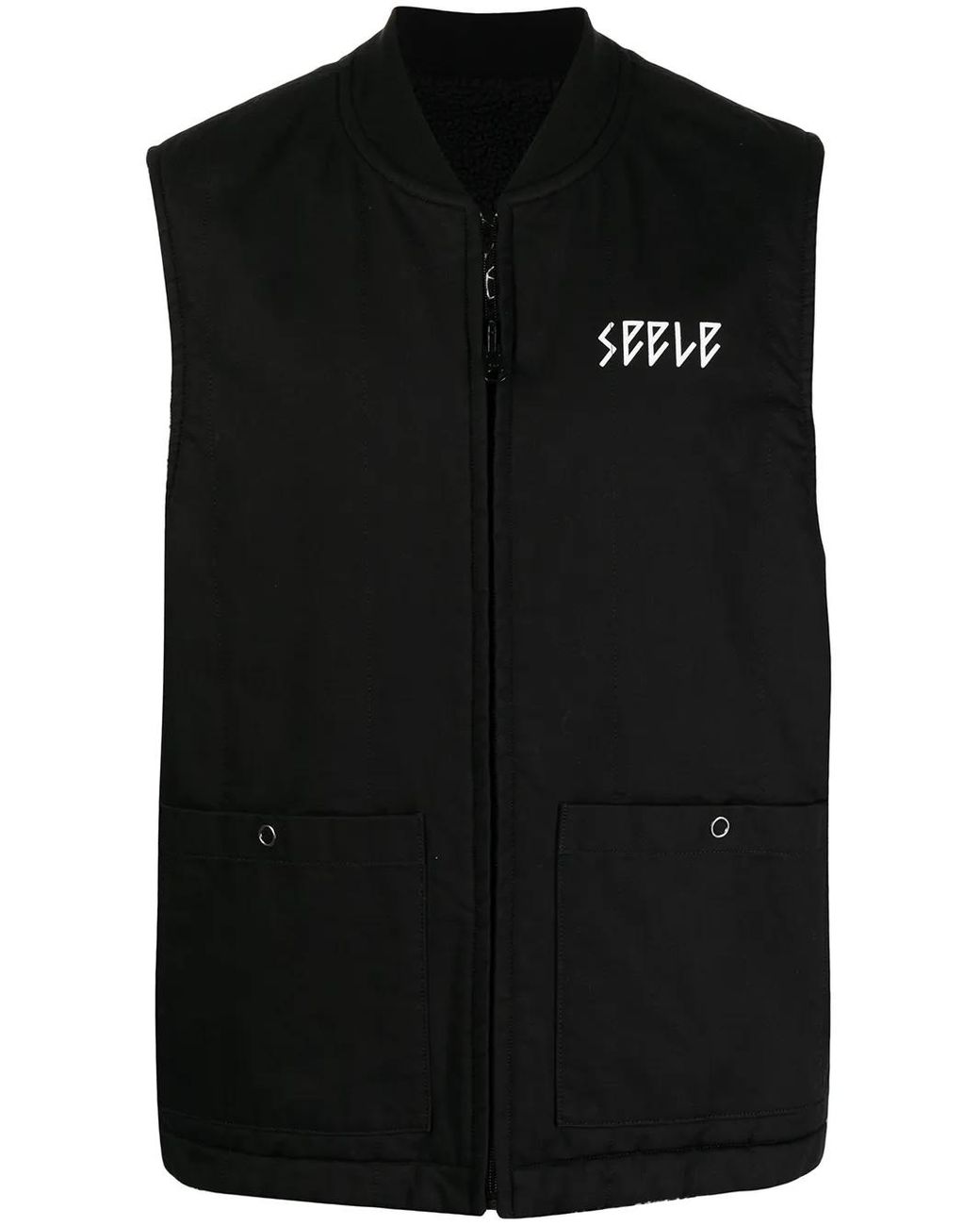 Undercover Black Slogan-Print Reversible Gilet for men