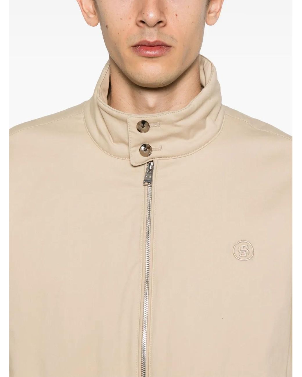 Boss Natural Embroidered-Double B Bomber Jacket for men