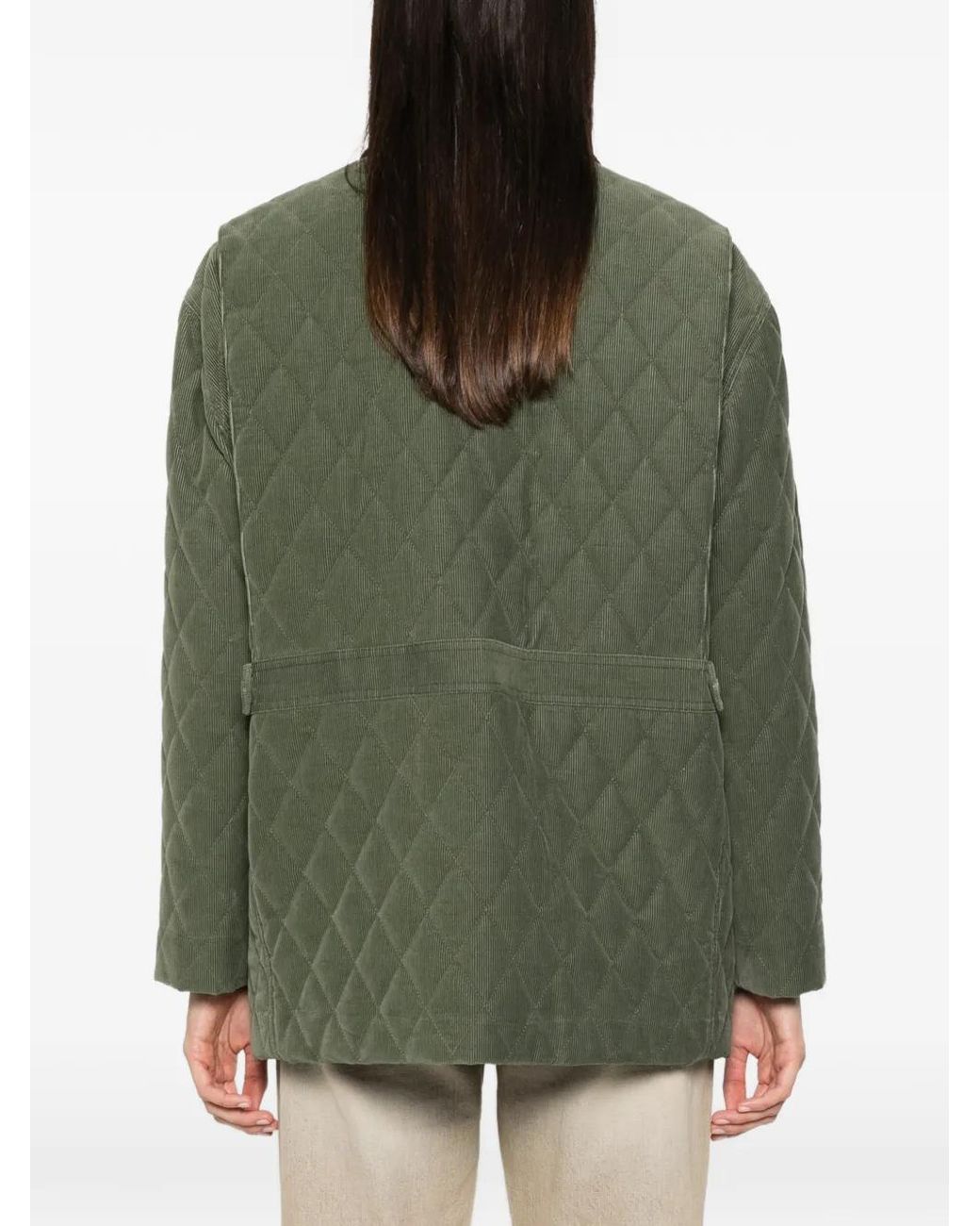 Blazé Milano Green Quilted Corduroy-Collar Jacket