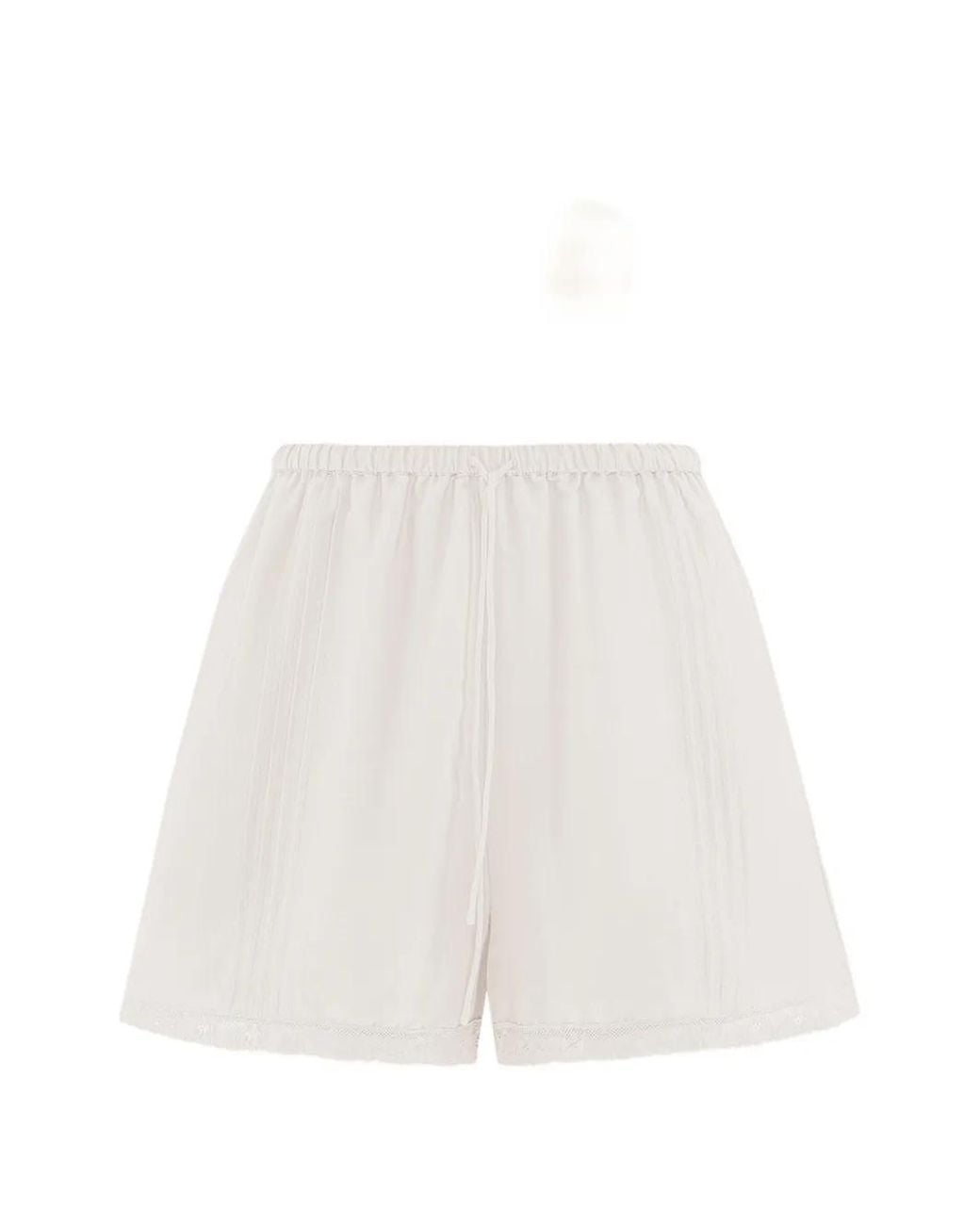 12 STOREEZ White Orchard Drawstring Mini Shorts