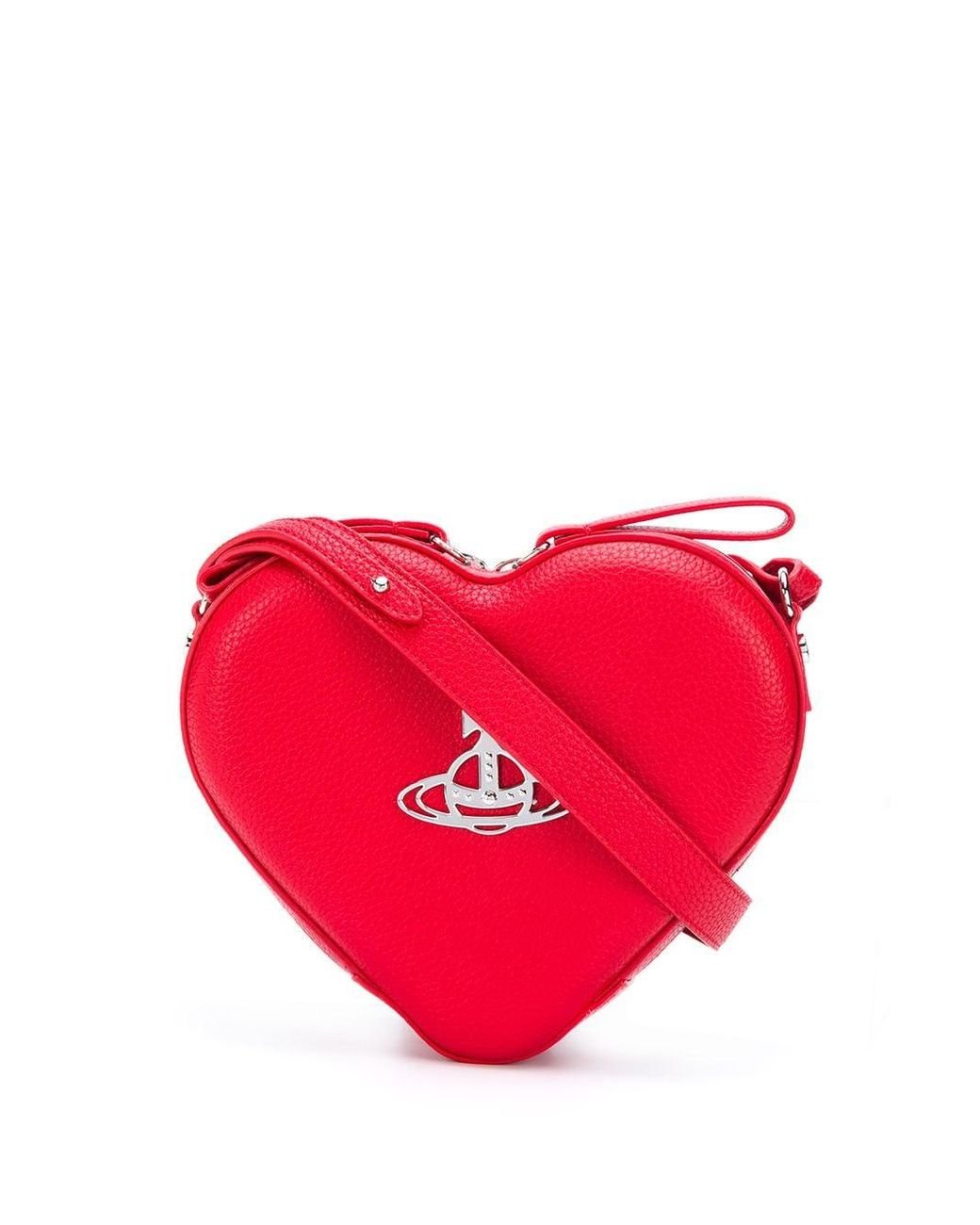 Vivienne Westwood Johanna Red Metallic Vegan Heart Cross-body Bag